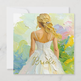 Tarjeta Vestido blanco de desayuno nupcial sobre fondo abs