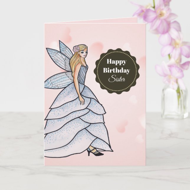 Tarjeta Vestido de hada princesa acuarela blanco gris péta (Orquídea)