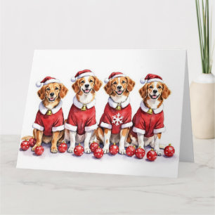 Tarjeta Vestido de Navidad Brittany Spaniel Sombrero de Sa