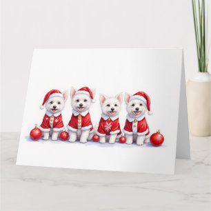 Tarjeta Vestido de Navidad Coton de Tulear Sombrero de San