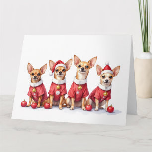 Tarjeta Vestido de Navidad de Chihuahua con sombrero de Sa