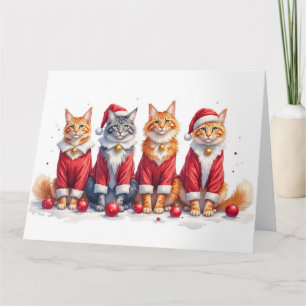 Tarjeta Vestido de Navidad Maine Coon Sombrero de Santa