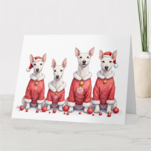 Tarjeta Vestido de Navidad para Bull Terrier con sombrero