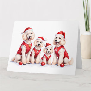 Tarjeta Vestido de Navidad para Caniche con Gorro de Santa