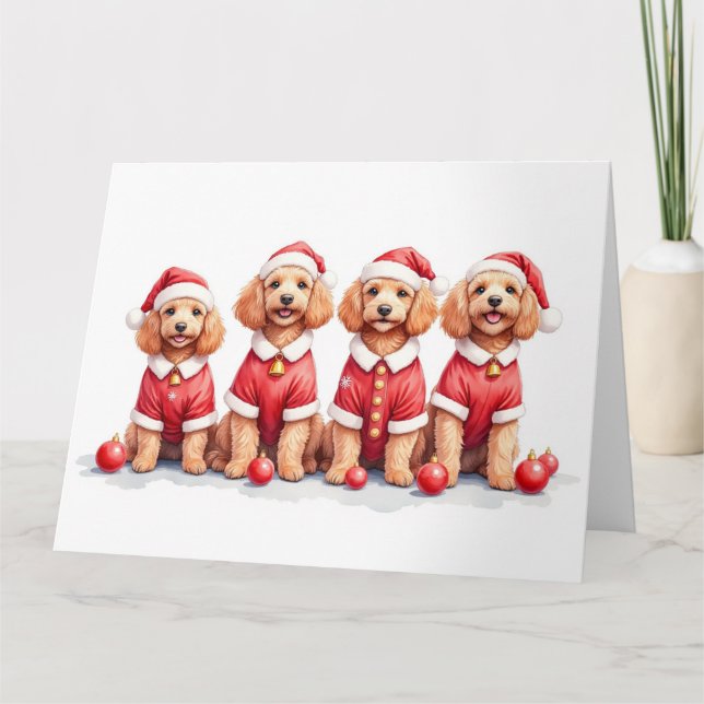 Tarjeta Vestido de Navidad para Cockapoo con Sombrero de S (Anverso)