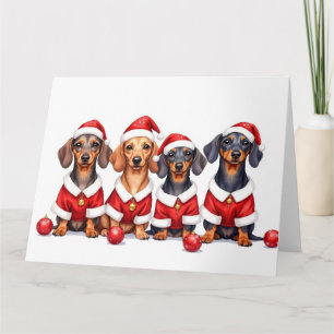Tarjeta Vestido de Navidad para Dachshund con Sombrero de