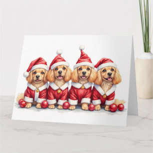 Tarjeta Vestido de Navidad para Lhasa Apso con sombrero de