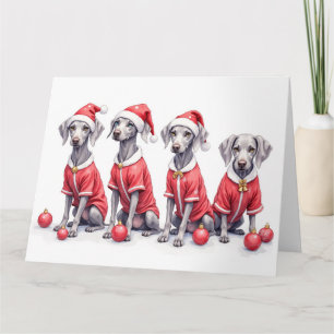 Tarjeta Vestido de Navidad Weimaraner Sombrero de Santa