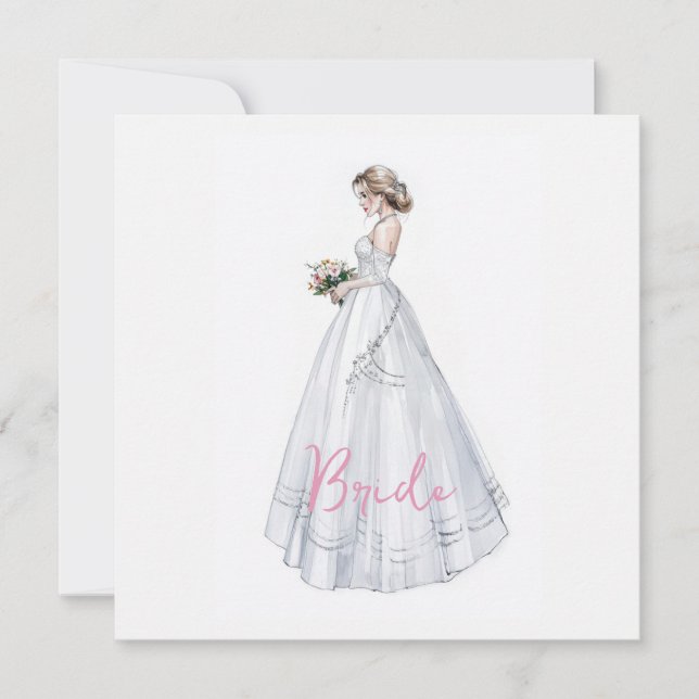 Tarjeta Vestido de novia para fiesta de compromiso (Anverso)