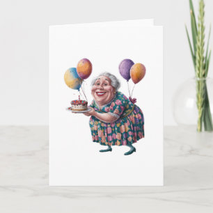 Tarjeta Vestido Floral Abuela Divertida Arte Cumpleaños