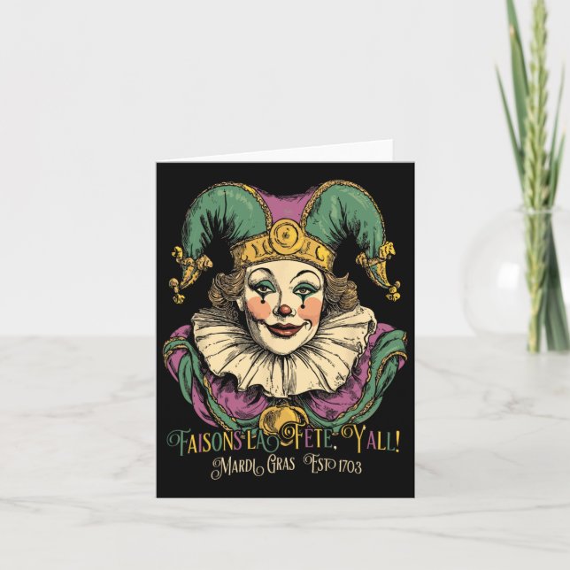Tarjeta Vestido Masque Mardi Vestimenta Mardi Gras C Vinta (Anverso)