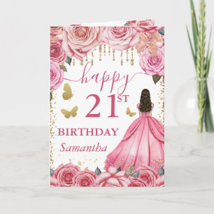 Tarjeta Vestido Rosa Claro Cumpleaños Princesa Morena