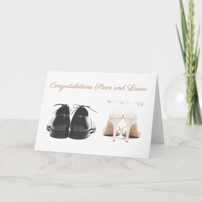 TARJETA VESTIR ZAPATOS BODAS FELICITACIONES (Anverso)