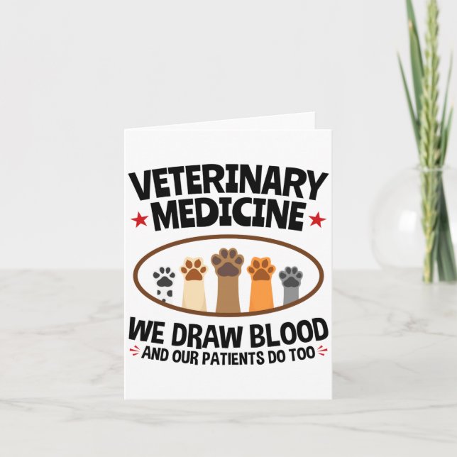 Tarjeta Vet Tech Veterinarian Funny Draw Blood Quote  (Anverso)