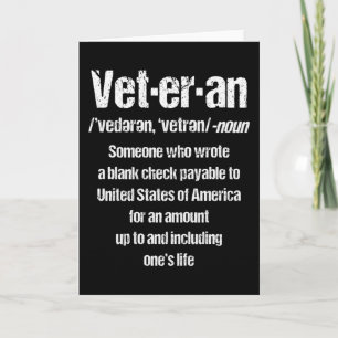 Tarjeta VETERANO DIVERTIDO Regalo de veterano americano Dí