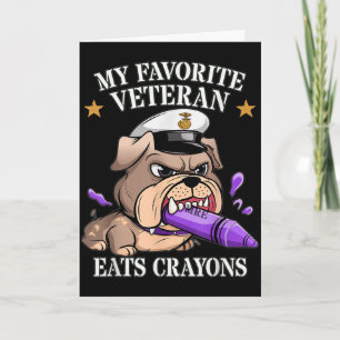 Tarjeta Veterano favorito divertido come crayones familia 