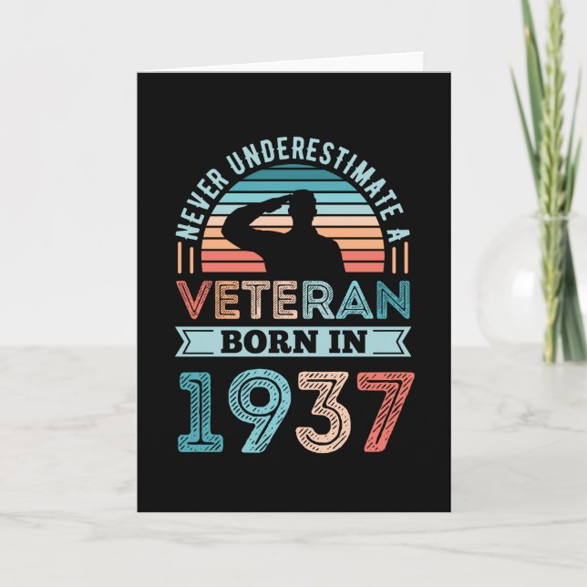 Tarjeta Veterano nacido en 1937 90º cumpleaños regalo mili (Anverso)