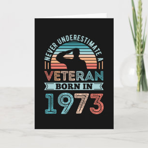 Tarjeta Veterano nacido en 1973 50 cumpleaños regalo milit