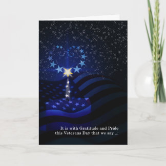 Tarjeta Veteranos Día de la Bandera Americana Vela y Estre