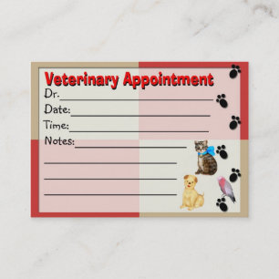 Tarjeta veterinaria del recordatorio de la cita