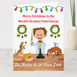 Tarjeta Veterinarios Navidades personalizados llaman Vet M