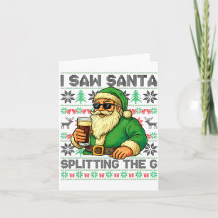 Tarjeta Vi a Santa Dividiendo La G, Santa Bebiendo Cerveza
