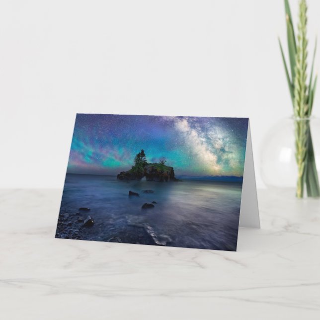 Tarjeta Vía láctea sobre la roca holgada (Anverso)