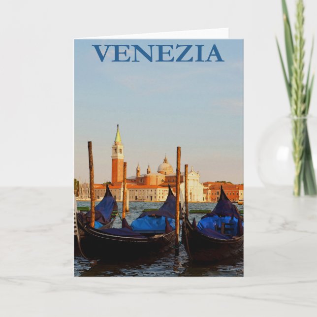 Tarjeta Viaje a Venecia Gondola Vintage (Anverso)