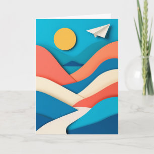 Tarjeta Viaje de Avión de Papel Iluminado por el Sol