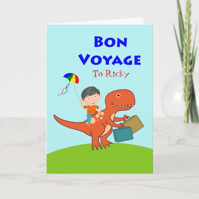 Tarjeta Viaje de bonificación para niños, niño en dinosaur (Anverso)