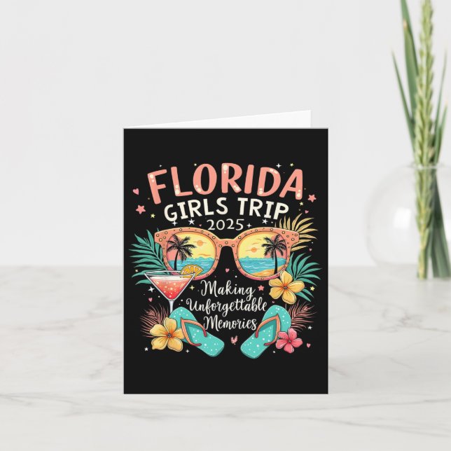 Tarjeta Viaje de Chicas de Florida 2025 Beach Vibes Vacaci (Anverso)