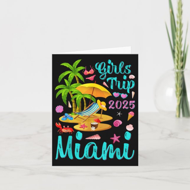 Tarjeta Viaje de Chicas de vacaciones de verano en Miami B (Anverso)