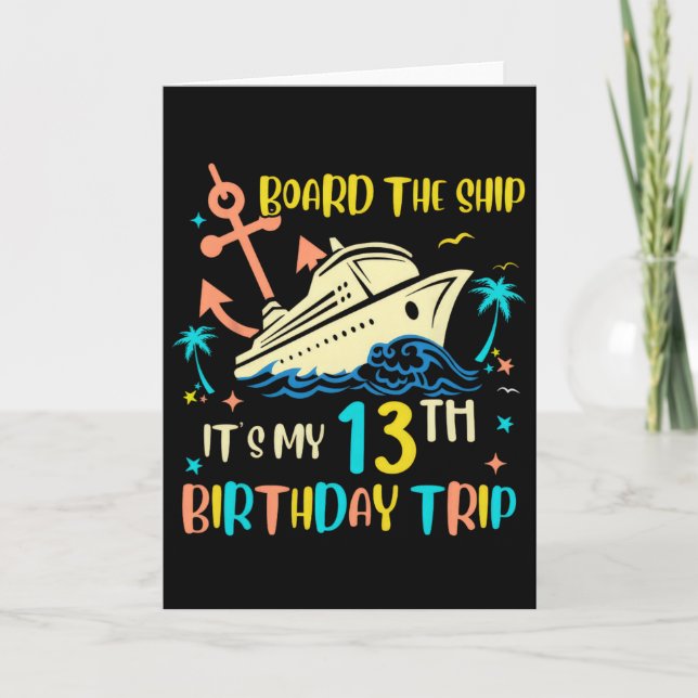 Tarjeta Viaje de crucero de cumpleaños número 13 divertido (Anverso)