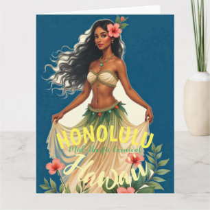 Tarjeta Viaje de estilo vintage en Hawái Honolulu Mid-Paci