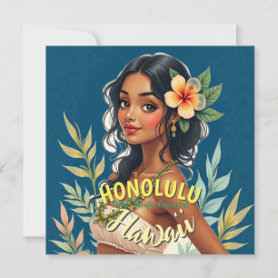 Tarjeta Viaje de estilo vintage en Hawái Honolulu Mid-Paci