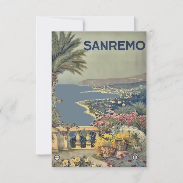 Tarjeta Viaje de Vintage Sanremo Italia (Anverso)