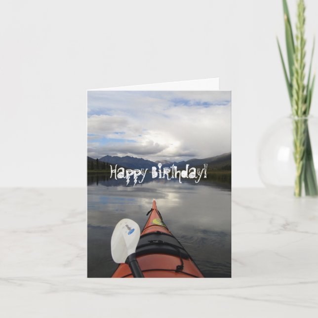 Tarjeta Viaje del kajak; Feliz cumpleaños (Anverso)