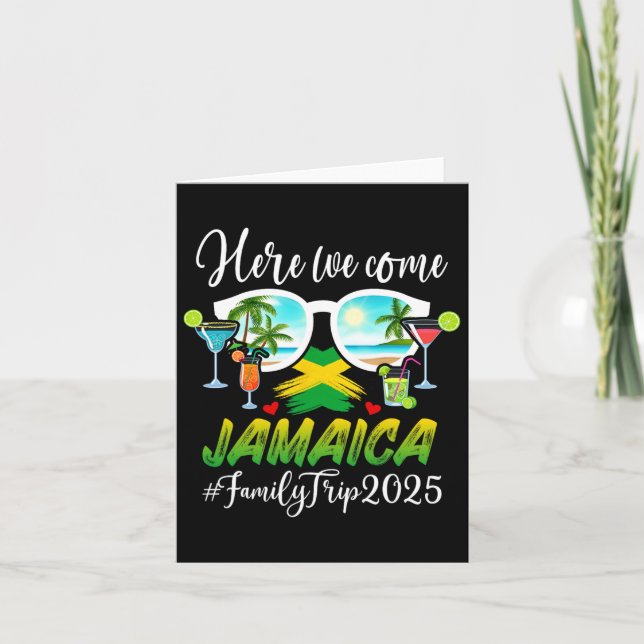 Tarjeta Viaje Familiar Divertido Jamaica 2025 Negro Cuello (Anverso)