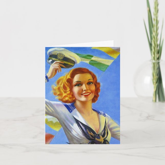 Tarjeta Viaje feliz casero agradable retro del artículo de (Anverso)
