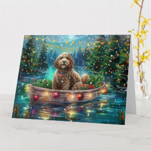 Tarjeta Viaje Festivo de Navidad de Cockapoo