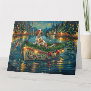 Tarjeta Viaje Festivo de Navidad del Brittany Spaniel