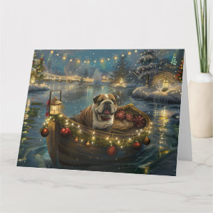 Tarjeta Viaje Festivo de Navidad del Bulldog