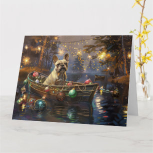 Tarjeta Viaje Festivo de Navidad del Bulldog Francés