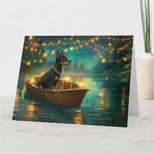 Tarjeta Viaje festivo de Navidad del Kelpie australiano