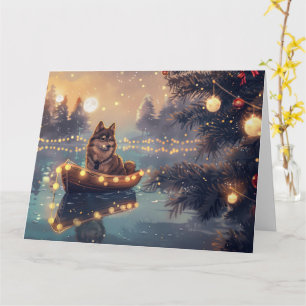 Tarjeta Viaje festivo de Navidades de Lapphund finlandeses