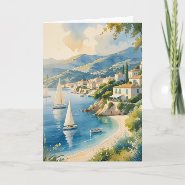 Tarjeta Viaje francés estilo vintage Cote D'Azur (Anverso)