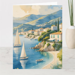 Tarjeta Viaje francés estilo vintage Cote D'Azur