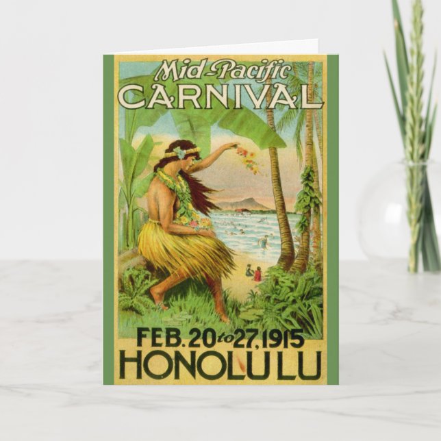 Tarjeta Viaje hawaiano del vintage (Anverso)