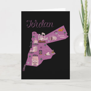 Tarjeta Viaje Mapa Jordania Ammán Petra Mar Muerto Camiset
