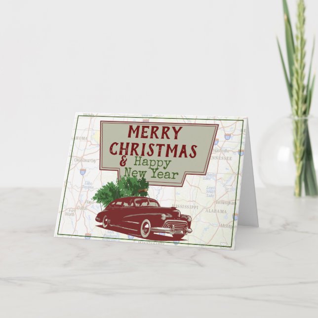 Tarjeta Viaje Navideño Retro (Anverso)